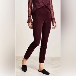 Theory Navalane Dark Currant Pull On Velvet Stretch Legging Skinny Pants size 3